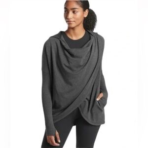 Athleta Purana Soft Nirvana Gray Wrap Cover Sweatshirt Hoodie, Size XS